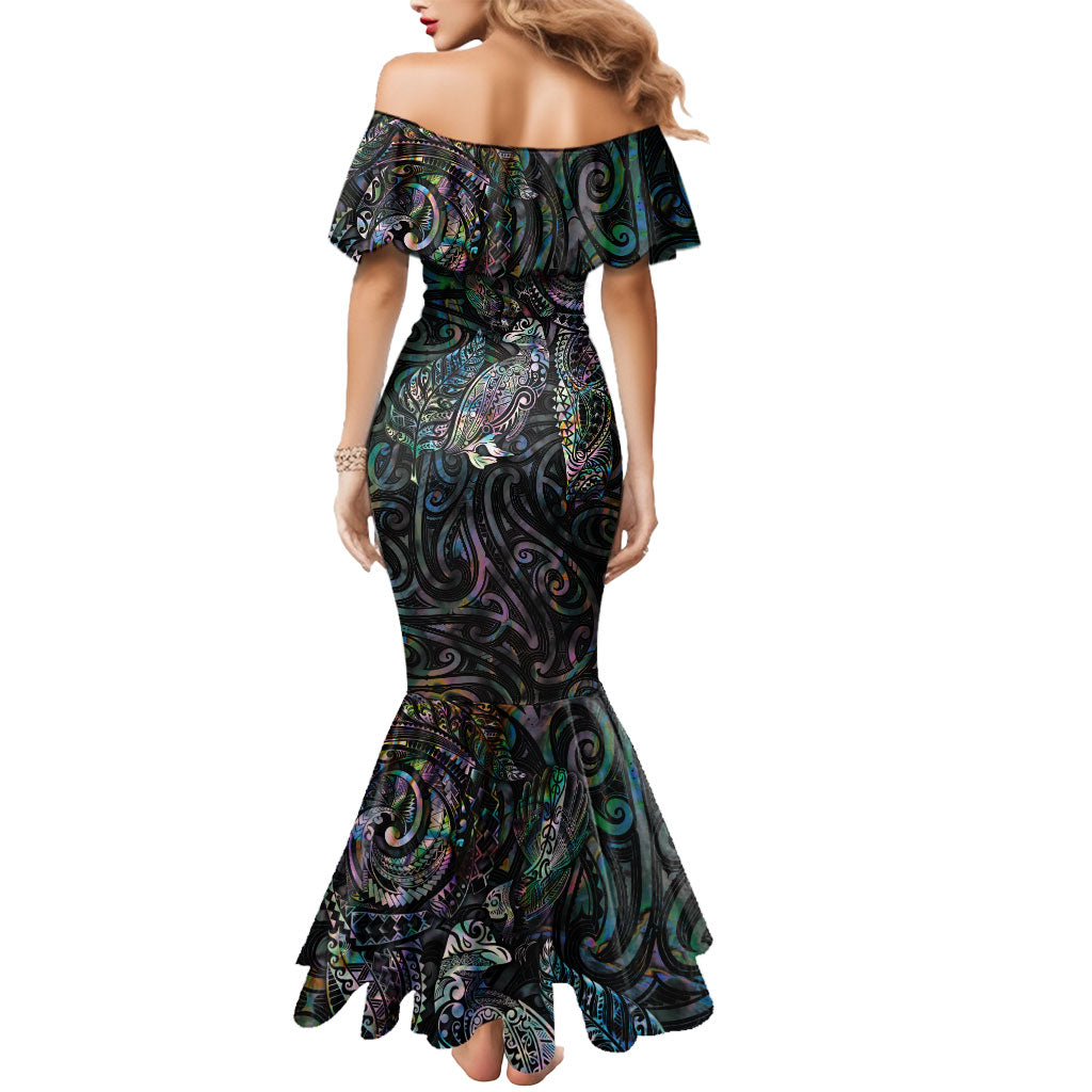 Aotearoa Moko Tribal Tattoo Mermaid Dress New Zealand Maori Penguin and Fantail Paua Shell Style LT03 - Polynesian Pride