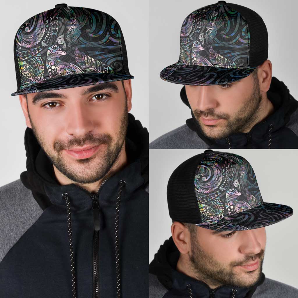 Aotearoa Moko Tribal Tattoo Mesh Trucker Cap New Zealand Maori Penguin and Fantail Paua Shell Style