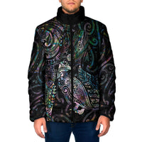 Aotearoa Moko Tribal Tattoo Padded Jacket New Zealand Maori Penguin and Fantail Paua Shell Style LT03 Men Multicolor - Polynesian Pride