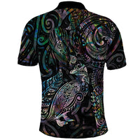 Aotearoa Moko Tribal Tattoo Polo Shirt New Zealand Maori Penguin and Fantail Paua Shell Style LT03 - Polynesian Pride