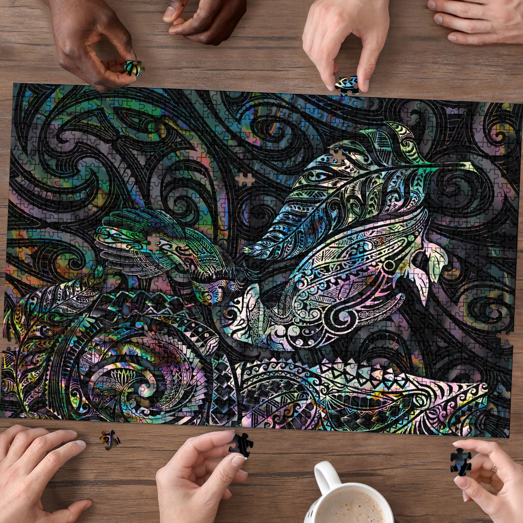 Aotearoa Moko Tribal Tattoo Puzzle New Zealand Maori Penguin and Fantail Paua Shell Style LT03 - Polynesian Pride