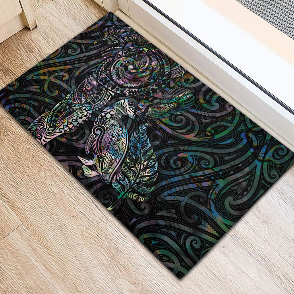 Aotearoa Moko Tribal Tattoo Rubber Doormat New Zealand Maori Penguin and Fantail Paua Shell Style LT03 - Polynesian Pride