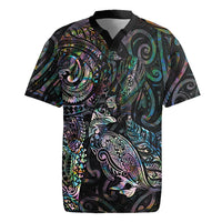 Aotearoa Moko Tribal Tattoo Rugby Jersey New Zealand Maori Penguin and Fantail Paua Shell Style LT03 Multicolor - Polynesian Pride