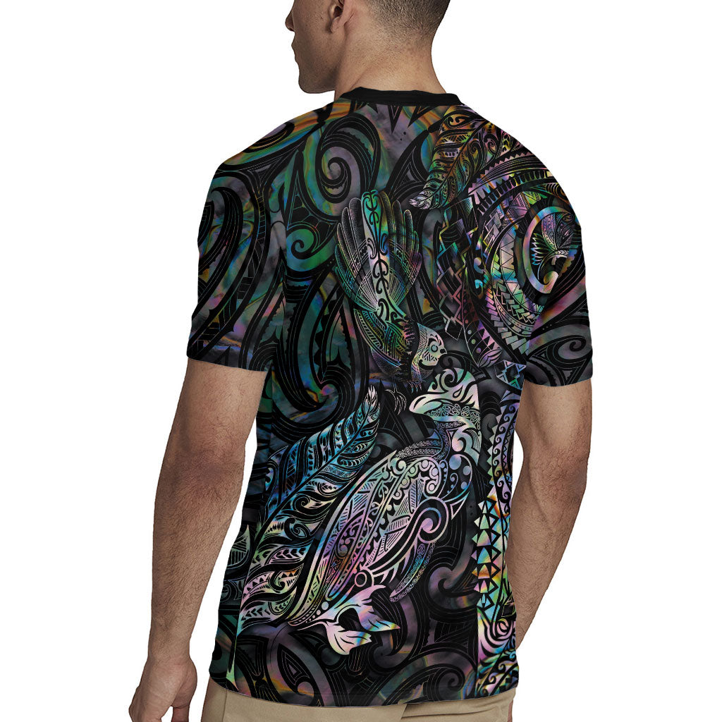 Aotearoa Moko Tribal Tattoo Rugby Jersey New Zealand Maori Penguin and Fantail Paua Shell Style LT03 - Polynesian Pride