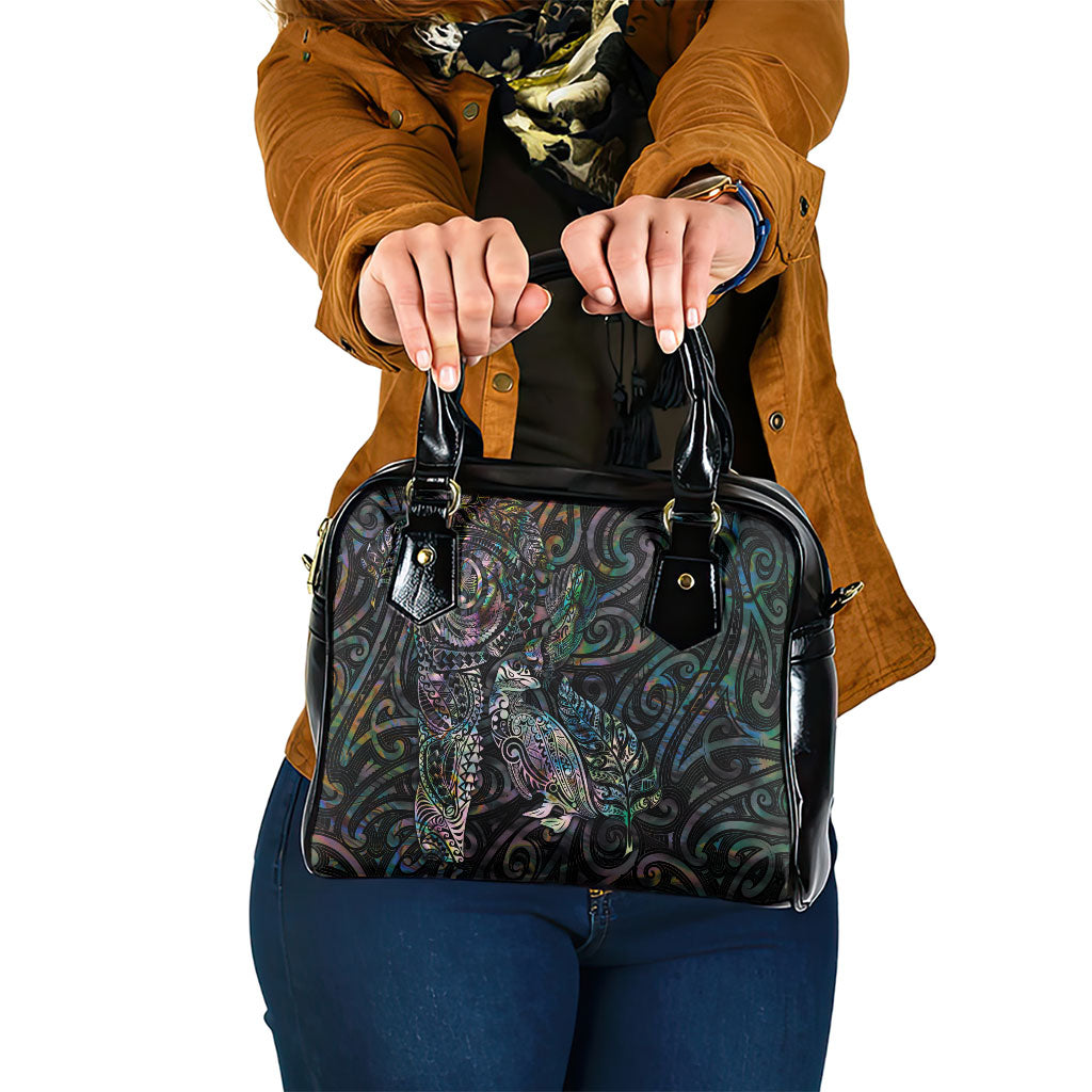 Aotearoa Moko Tribal Tattoo Shoulder Handbag New Zealand Maori Penguin and Fantail Paua Shell Style LT03 One Size Multicolor - Polynesian Pride
