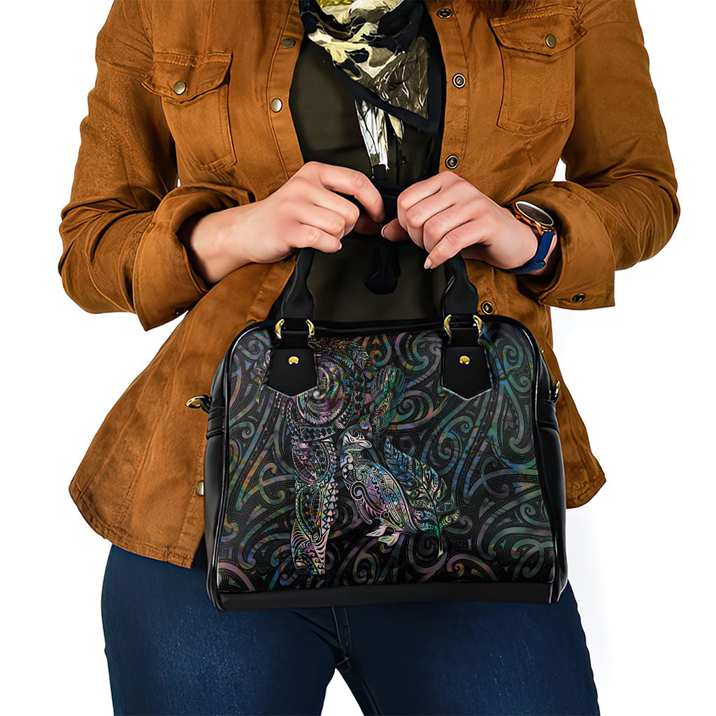 Aotearoa Moko Tribal Tattoo Shoulder Handbag New Zealand Maori Penguin and Fantail Paua Shell Style LT03 - Polynesian Pride
