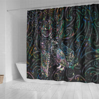 Aotearoa Moko Tribal Tattoo Shower Curtain New Zealand Maori Penguin and Fantail Paua Shell Style LT03 - Polynesian Pride