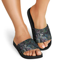 Aotearoa Moko Tribal Tattoo Slide Sandals New Zealand Maori Penguin and Fantail Paua Shell Style LT03 - Polynesian Pride