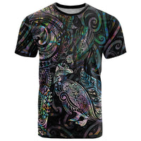 Aotearoa Moko Tribal Tattoo T Shirt New Zealand Maori Penguin and Fantail Paua Shell Style LT03 Multicolor - Polynesian Pride