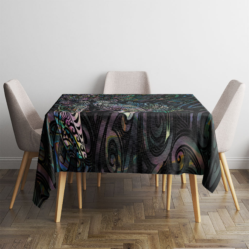 Aotearoa Moko Tribal Tattoo Tablecloth New Zealand Maori Penguin and Fantail Paua Shell Style