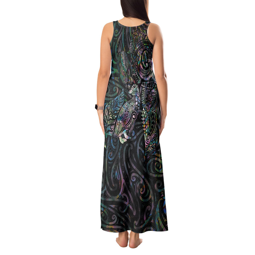 Aotearoa Moko Tribal Tattoo Tank Maxi Dress New Zealand Maori Penguin and Fantail Paua Shell Style LT03 - Polynesian Pride
