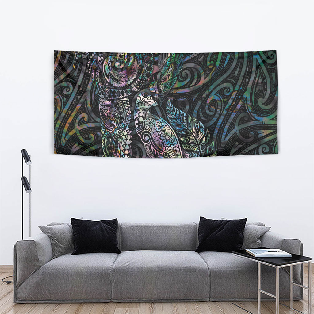 Aotearoa Moko Tribal Tattoo Tapestry New Zealand Maori Penguin and Fantail Paua Shell Style LT03 - Polynesian Pride