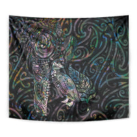 Aotearoa Moko Tribal Tattoo Tapestry New Zealand Maori Penguin and Fantail Paua Shell Style LT03 - Polynesian Pride