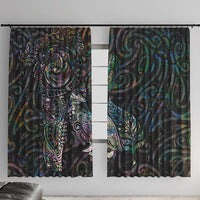 Aotearoa Moko Tribal Tattoo Window Curtain New Zealand Maori Penguin and Fantail Paua Shell Style LT03 With Hooks Multicolor - Polynesian Pride