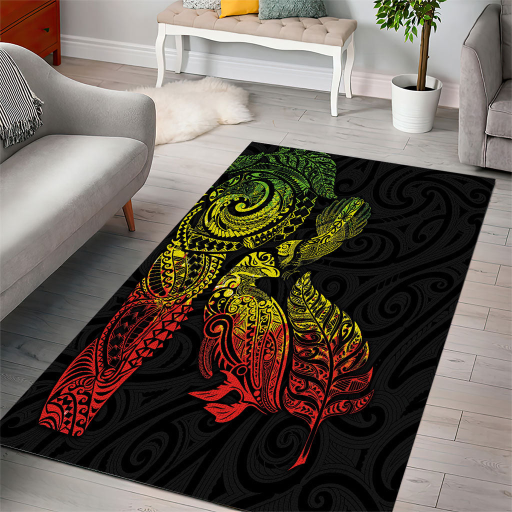 Aotearoa Moko Tribal Tattoo Area Rug New Zealand Maori Penguin and Fantail Reggae Style LT03 - Polynesian Pride