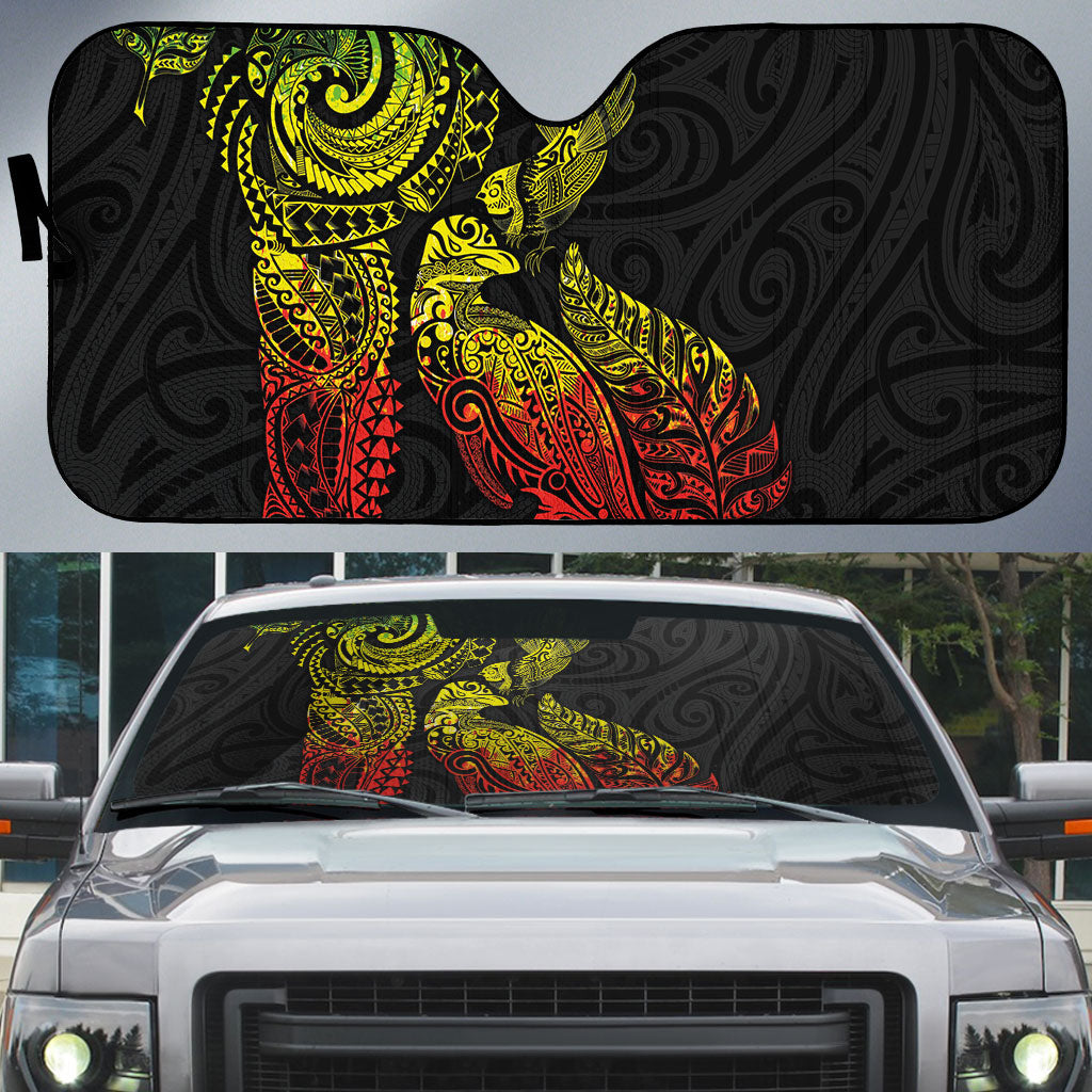 Aotearoa Moko Tribal Tattoo Auto Sun Shade New Zealand Maori Penguin and Fantail Reggae Style