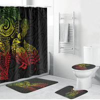 Aotearoa Moko Tribal Tattoo Bathroom Set New Zealand Maori Penguin and Fantail Reggae Style LT03 Bathroom Set (4 pcs) Multicolor - Polynesian Pride