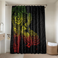 Aotearoa Moko Tribal Tattoo Bathroom Set New Zealand Maori Penguin and Fantail Reggae Style LT03 Shower Curtain Only Multicolor - Polynesian Pride