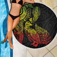 Aotearoa Moko Tribal Tattoo Beach Blanket New Zealand Maori Penguin and Fantail Reggae Style LT03 - Polynesian Pride