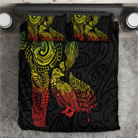 Aotearoa Moko Tribal Tattoo Bedding Set New Zealand Maori Penguin and Fantail Reggae Style