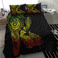 Aotearoa Moko Tribal Tattoo Bedding Set New Zealand Maori Penguin and Fantail Reggae Style
