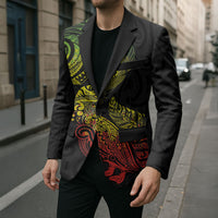 Aotearoa Moko Tribal Tattoo Blazer New Zealand Maori Penguin and Fantail Reggae Style LT03 - Polynesian Pride