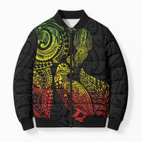 Aotearoa Moko Tribal Tattoo Bomber Puffer Jacket New Zealand Maori Penguin and Fantail Reggae Style LT03 Unisex Multicolor - Polynesian Pride