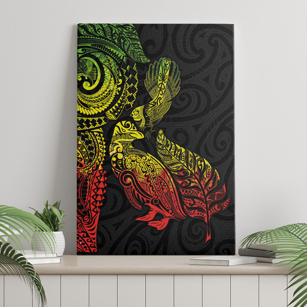 Aotearoa Moko Tribal Tattoo Canvas Wall Art New Zealand Maori Penguin and Fantail Reggae Style LT03 - Polynesian Pride