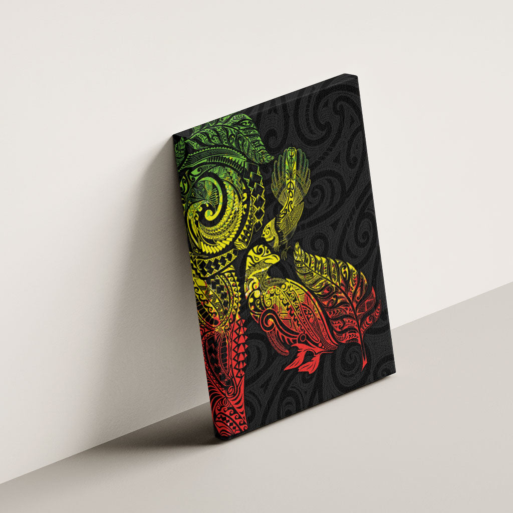 Aotearoa Moko Tribal Tattoo Canvas Wall Art New Zealand Maori Penguin and Fantail Reggae Style LT03 - Polynesian Pride