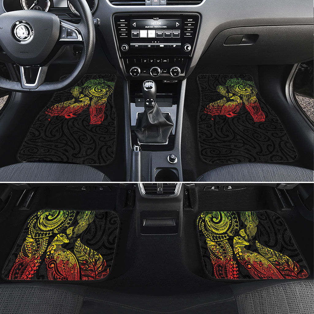 Aotearoa Moko Tribal Tattoo Car Mats New Zealand Maori Penguin and Fantail Reggae Style LT03 Set 4pcs Multicolor - Polynesian Pride
