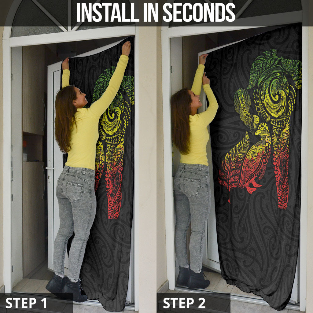 Aotearoa Moko Tribal Tattoo Door Cover New Zealand Maori Penguin and Fantail Reggae Style LT03 - Polynesian Pride