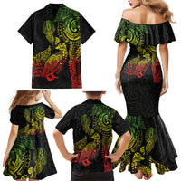 Aotearoa Moko Tribal Tattoo Family Matching Mermaid Dress and Hawaiian Shirt New Zealand Maori Penguin and Fantail Reggae Style LT03 - Polynesian Pride