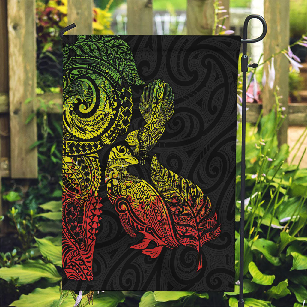 Aotearoa Moko Tribal Tattoo Garden Flag New Zealand Maori Penguin and Fantail Reggae Style LT03 Garden Flag Multicolor - Polynesian Pride