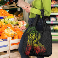 Aotearoa Moko Tribal Tattoo Grocery Bag New Zealand Maori Penguin and Fantail Reggae Style LT03 - Polynesian Pride
