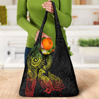 Aotearoa Moko Tribal Tattoo Grocery Bag New Zealand Maori Penguin and Fantail Reggae Style LT03 - Polynesian Pride