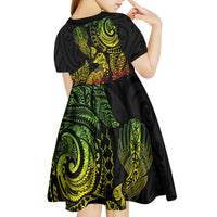 Aotearoa Moko Tribal Tattoo Kid Short Sleeve Dress New Zealand Maori Penguin and Fantail Reggae Style LT03 - Polynesian Pride
