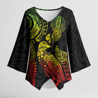 Aotearoa Moko Tribal Tattoo Kimono Sleeve Blouse New Zealand Maori Penguin and Fantail Reggae Style LT03 Female Multicolor - Polynesian Pride