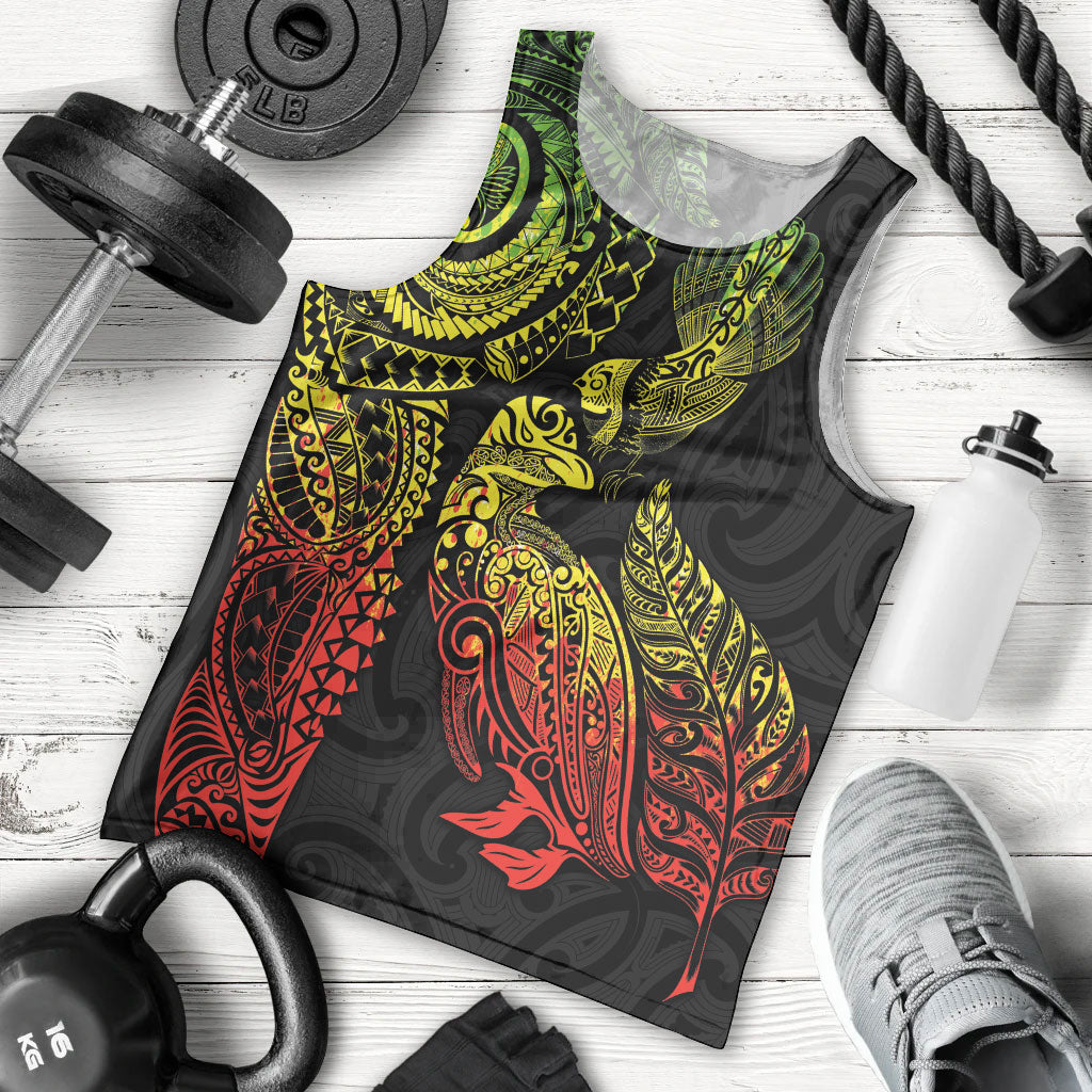 Aotearoa Moko Tribal Tattoo Men Tank Top New Zealand Maori Penguin and Fantail Reggae Style LT03 - Polynesian Pride