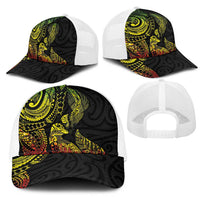 Aotearoa Moko Tribal Tattoo Mesh Trucker Cap New Zealand Maori Penguin and Fantail Reggae Style LT03 - Polynesian Pride