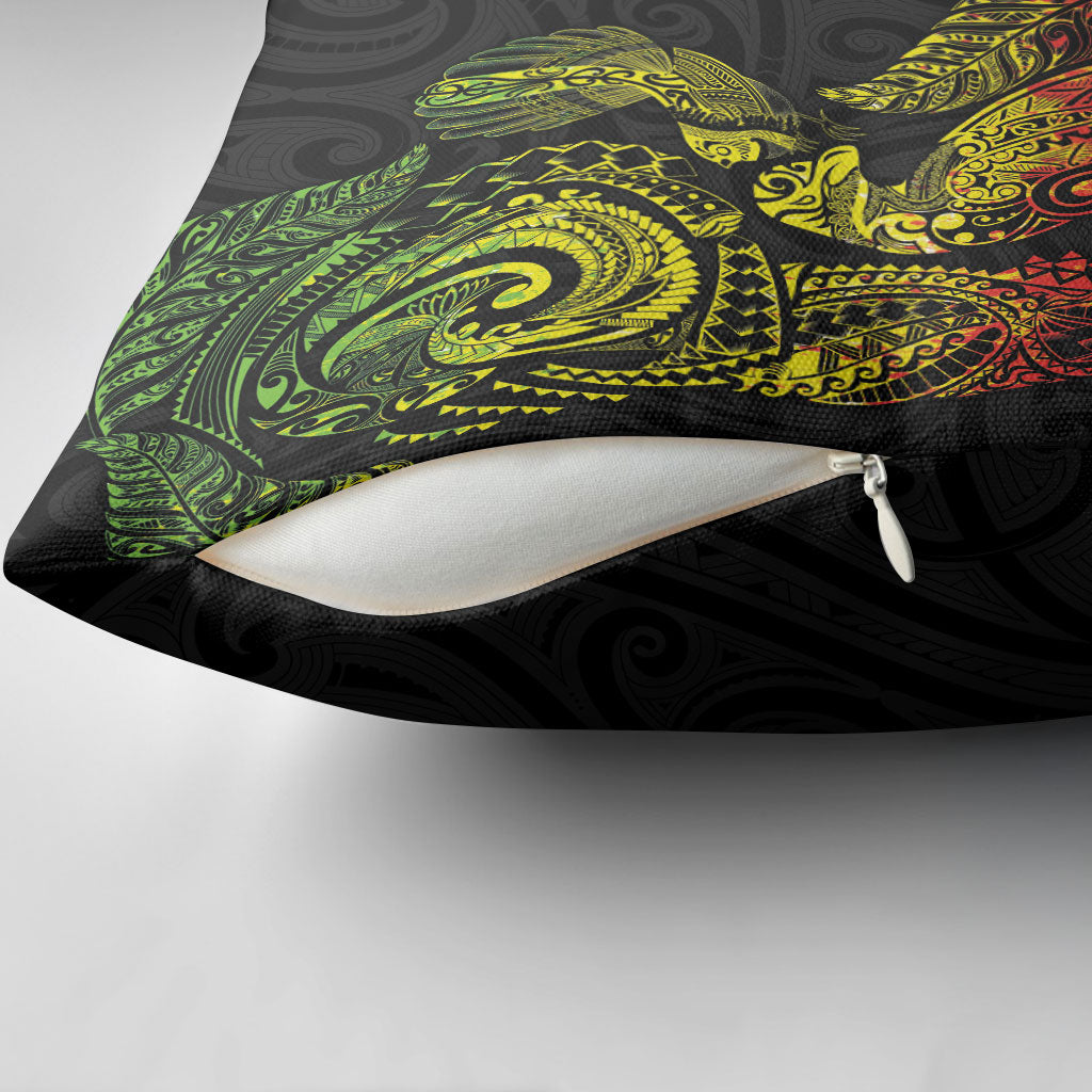Aotearoa Moko Tribal Tattoo Pillow Cover New Zealand Maori Penguin and Fantail Reggae Style LT03 - Polynesian Pride