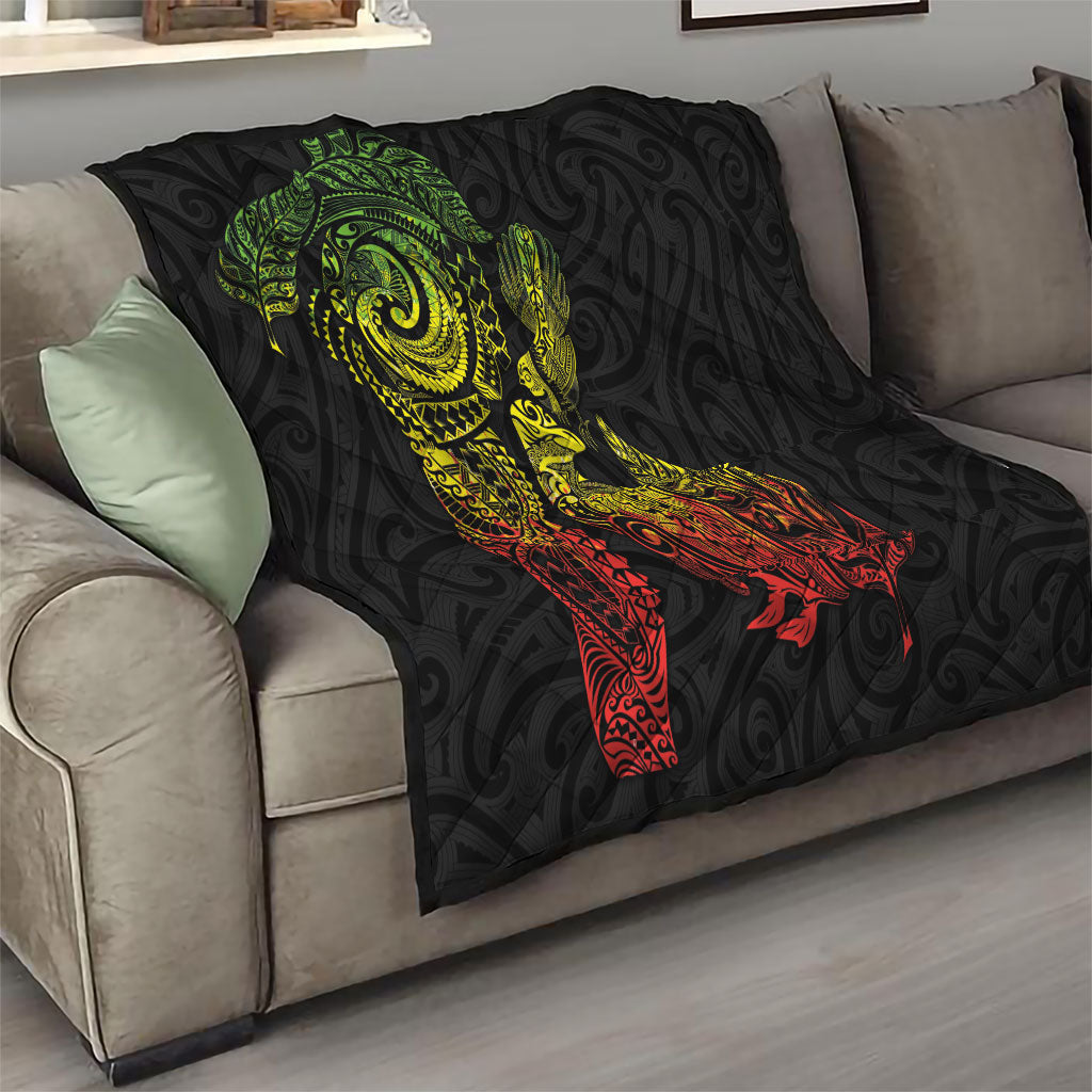 Aotearoa Moko Tribal Tattoo Quilt New Zealand Maori Penguin and Fantail Reggae Style LT03 - Polynesian Pride
