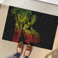 Aotearoa Moko Tribal Tattoo Rubber Doormat New Zealand Maori Penguin and Fantail Reggae Style LT03 - Polynesian Pride