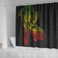 Aotearoa Moko Tribal Tattoo Shower Curtain New Zealand Maori Penguin and Fantail Reggae Style LT03 - Polynesian Pride