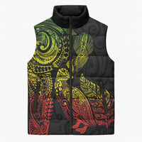 Aotearoa Moko Tribal Tattoo Sleeveless Puffer Jacket New Zealand Maori Penguin and Fantail Reggae Style LT03 Unisex Multicolor - Polynesian Pride