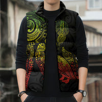 Aotearoa Moko Tribal Tattoo Sleeveless Puffer Jacket New Zealand Maori Penguin and Fantail Reggae Style LT03 - Polynesian Pride