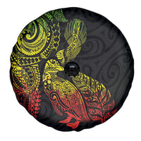Aotearoa Moko Tribal Tattoo Spare Tire Cover New Zealand Maori Penguin and Fantail Reggae Style LT03 - Polynesian Pride