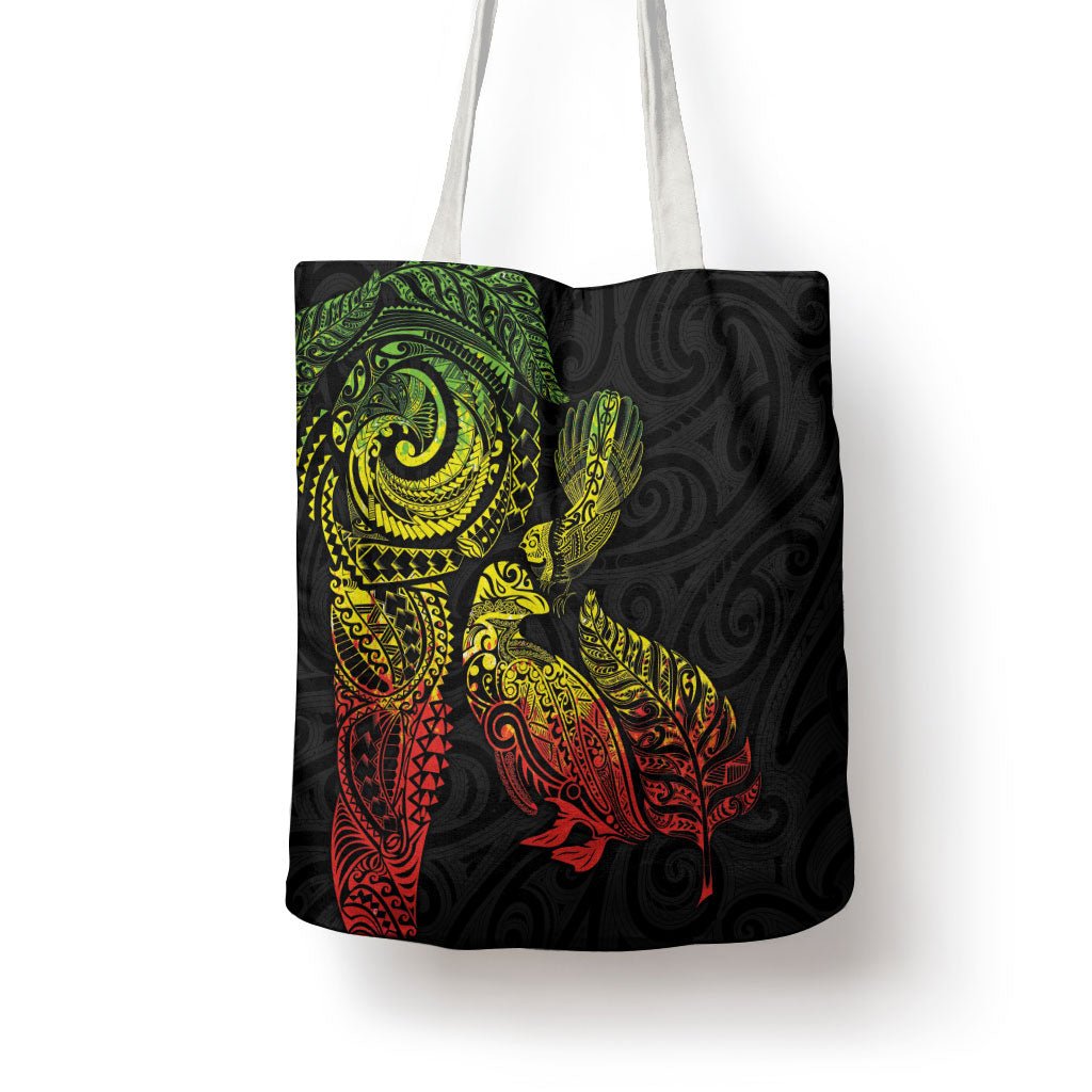Aotearoa Moko Tribal Tattoo Tote Bag New Zealand Maori Penguin and Fantail Reggae Style LT03 - Polynesian Pride