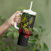 Aotearoa Moko Tribal Tattoo Tumbler With Handle New Zealand Maori Penguin and Fantail Reggae Style LT03 - Polynesian Pride