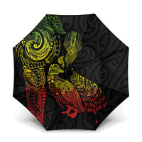 Aotearoa Moko Tribal Tattoo Umbrella New Zealand Maori Penguin and Fantail Reggae Style LT03 One Size Folded 11.42 inch Opened Diameter 37.4 inch Multicolor - Polynesian Pride