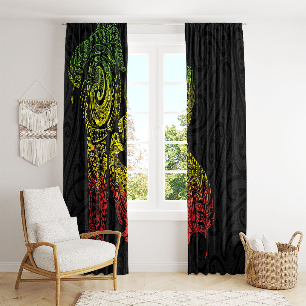 Aotearoa Moko Tribal Tattoo Window Curtain New Zealand Maori Penguin and Fantail Reggae Style LT03 - Polynesian Pride